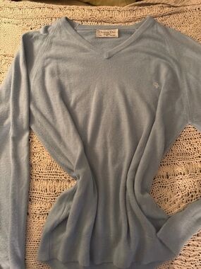 Dior Men’s Pale Blue V-Neck Knit Sweater